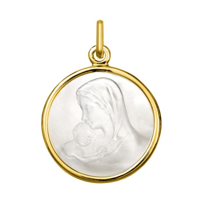 Medalla nácar Virgen y Niño. O750 O.A.
