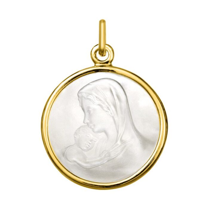 Medalla nácar Virgen y Niño. O750 O.A.