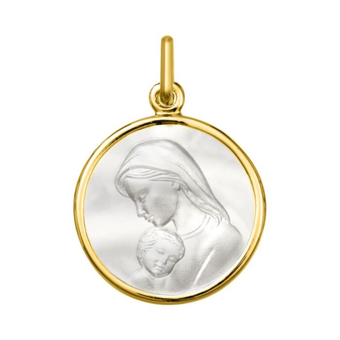Medalla nácar Virgen y Niño. O750 O.A.