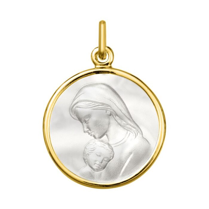Medalla nácar Virgen y Niño. O750 O.A.
