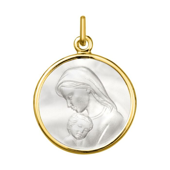 Medalla nácar Virgen y Niño. O750 O.A.