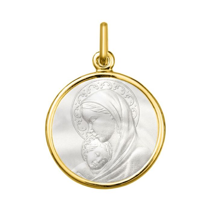 Medalla nácar Virgen y Niño. O750 O.A.