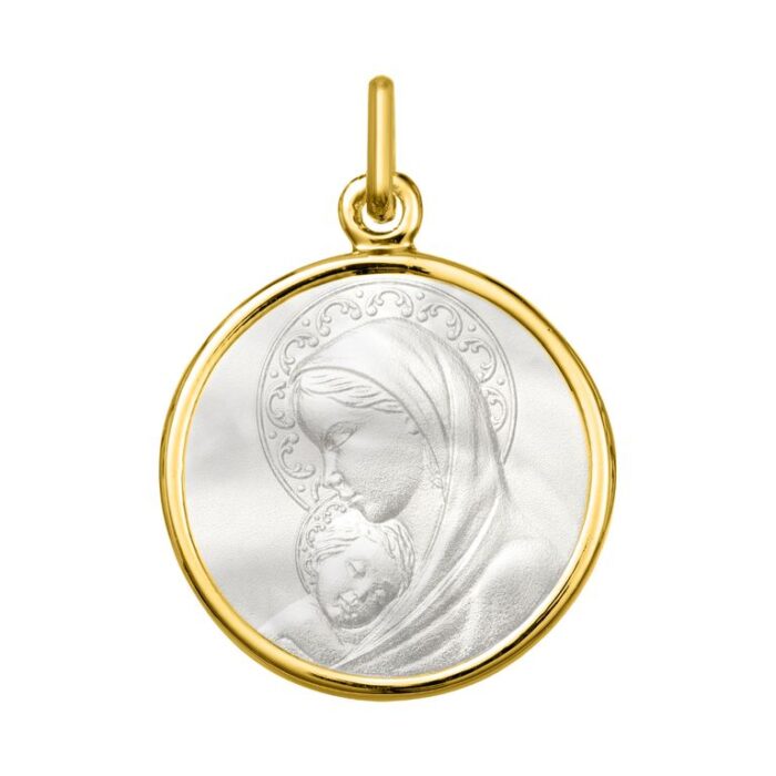Medalla nácar Virgen y Niño. O750 O.A.