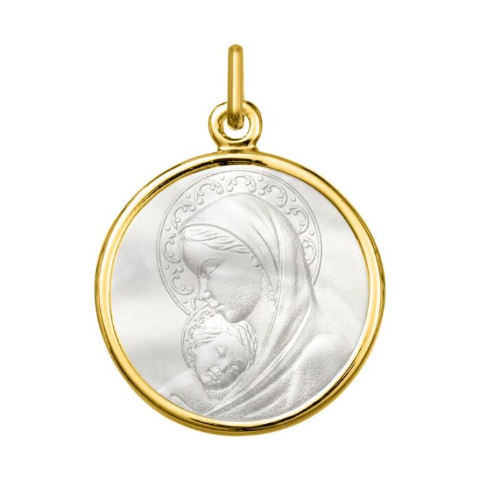 Medalla nácar Virgen y Niño. O750 O.A.