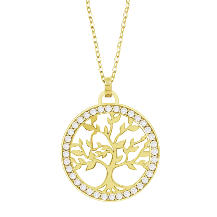Collar Lotus Silver LP1746-1/2 Árbol de la Vida en Plata 925 Dorada y Circonitas