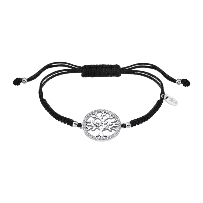 Pulsera Lotus Silver LP1746-2/2 Árbol de la Vida en Plata 925 y Cordón Negro Macramé