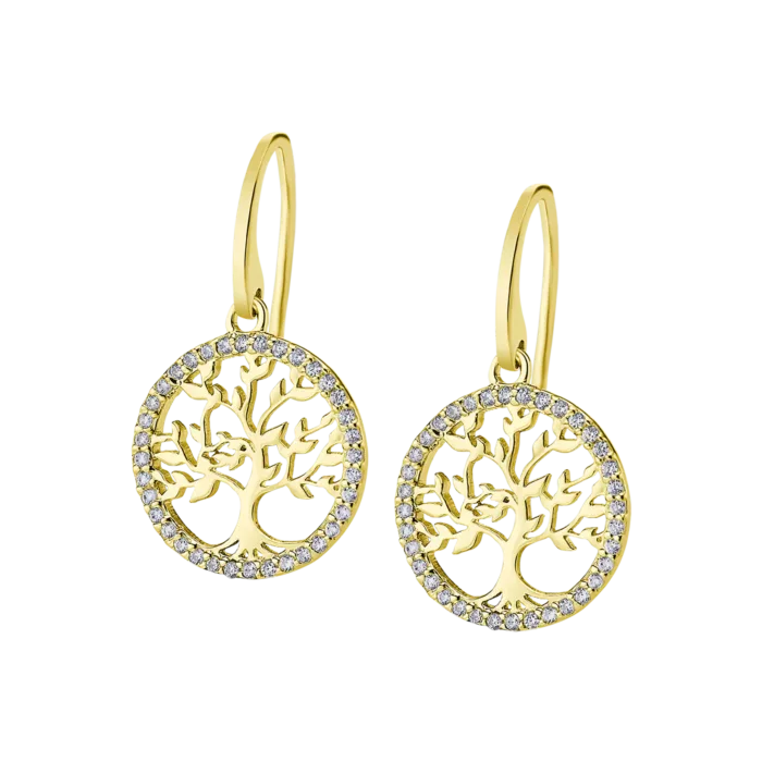 Pendientes Árbol de la Vida Lotus Silver LP1746-4/2 en Plata 925 Dorada y Circonitas