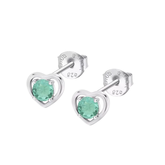 Pendientes de Plata Corazón Lotus Silver Moments LP3092-4/5 con Circonita Verde Turquesa