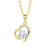 Collar Lotus Silver LP3106-1/4 de Plata Corazón con Circonita Central Dorada