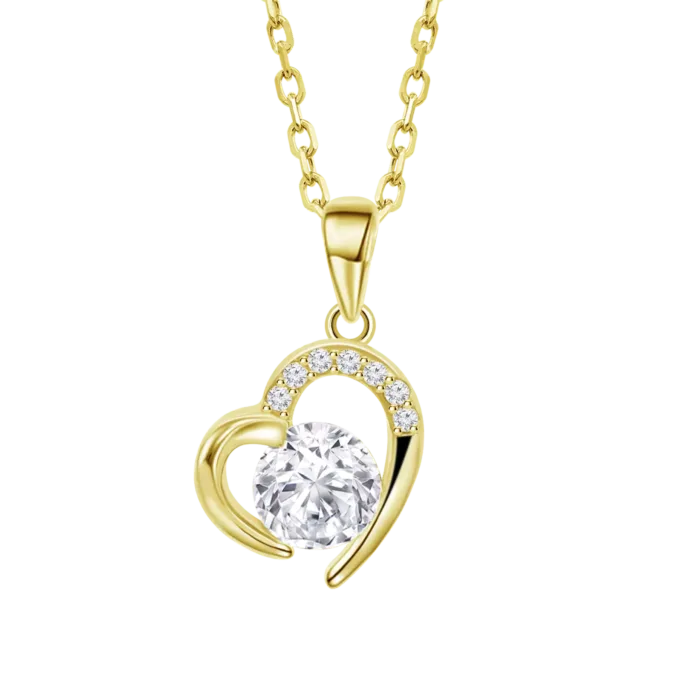 Collar Lotus Silver LP3106-1/4 de Plata Corazón con Circonita Central Dorada