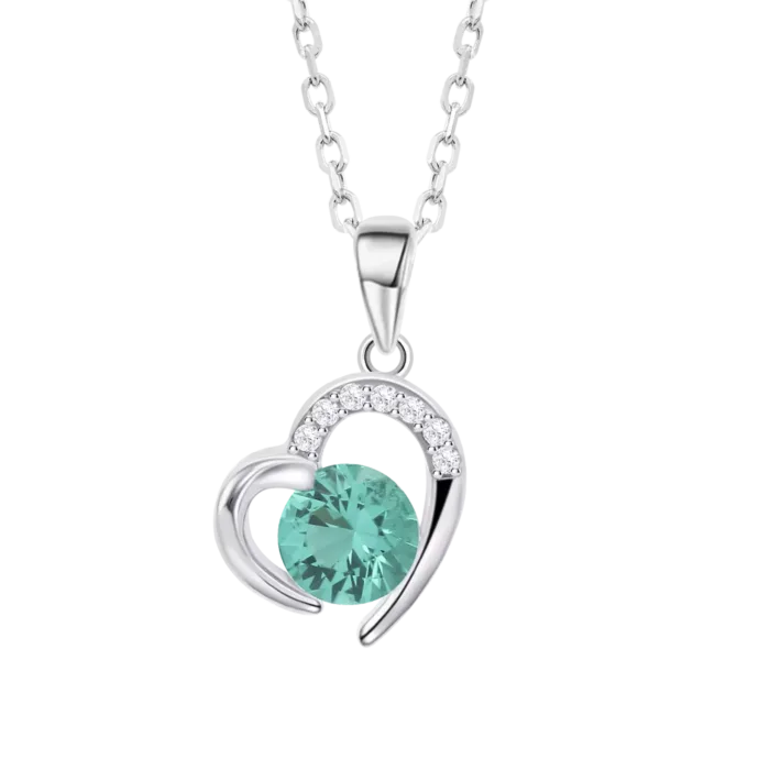 Collar Lotus Silver LP3106-1/5 de Plata con Corazón y Circonita Verde Agua