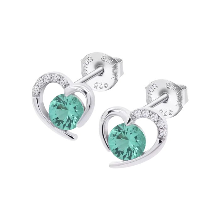 Pendientes Lotus Silver LP3106-4/5 de Plata Corazón con Circonita Verde Agua