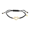 Pulsera Lotus Silver Moments de Cordón Negro con Corazón Dorado y Circonita - LP3217-2/2