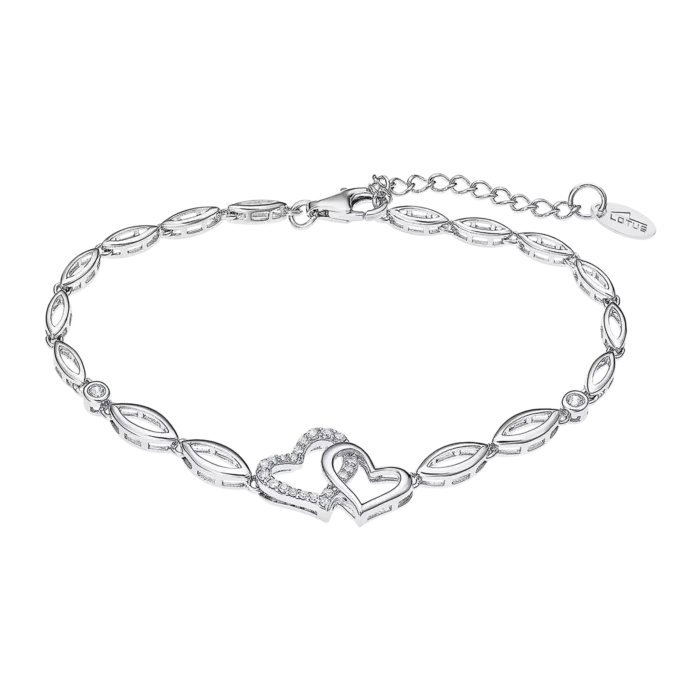 Pulsera Lotus Silver de Plata con Doble Corazón Entrelazado y Circonitas - LP3424-2/1