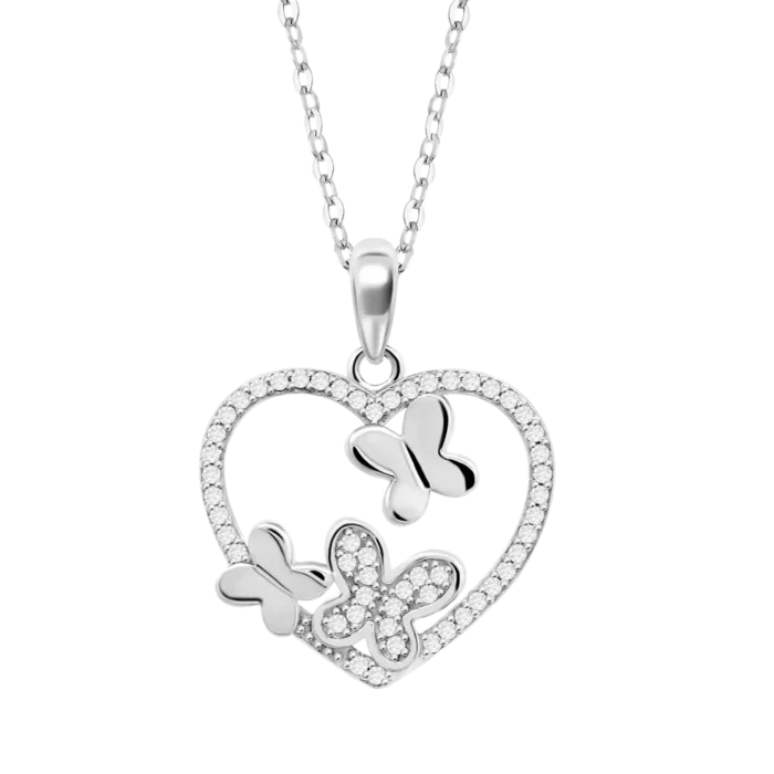 Collar Lotus Silver Moments de Plata con Corazón y Mariposas con Circonitas - LP3617-1/1