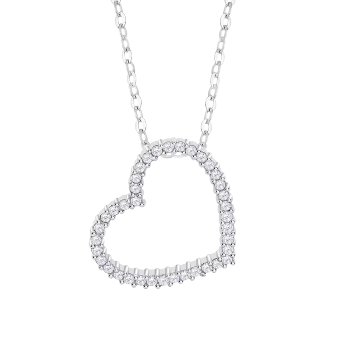 Collar corazón calado plata Lotus Silver
