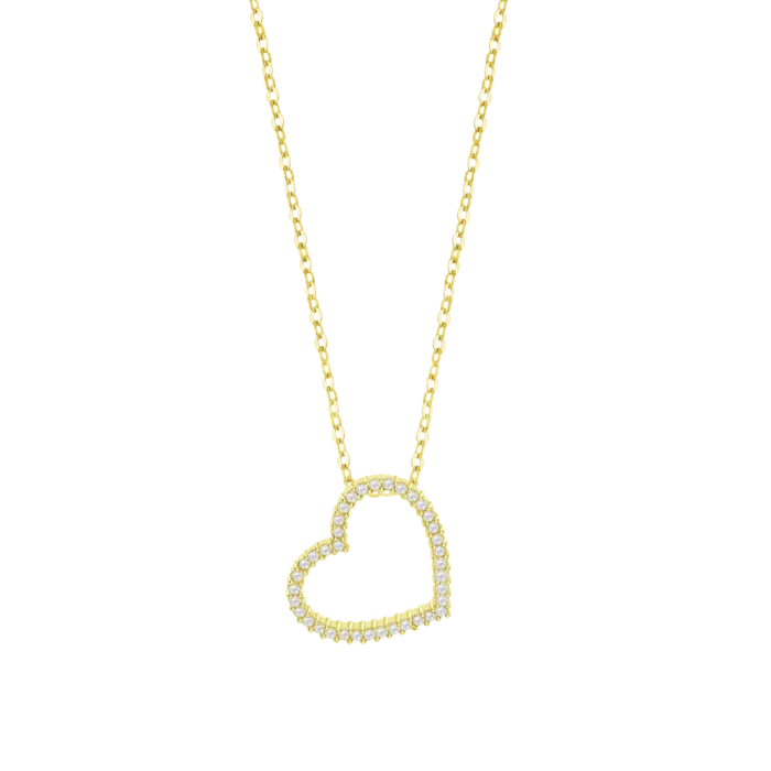 Collar corazón calado plata dorada Lotus Silver