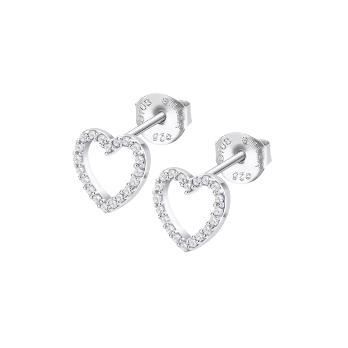Pendientes corazón calado plata circonitas Lotus Silver