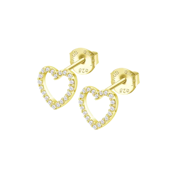 Pendientes corazón calado plata dorada Lotus Silver