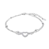 Pulsera doble cadena plata corazón circonitas Lotus Silver