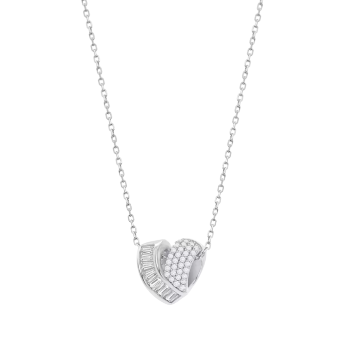 Collar corazón plata circonitas baguette Lotus Silver