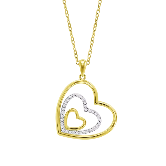 Collar Lotus Silver LP3848-1/2 de Plata Corazón Bicolor con Circonitas