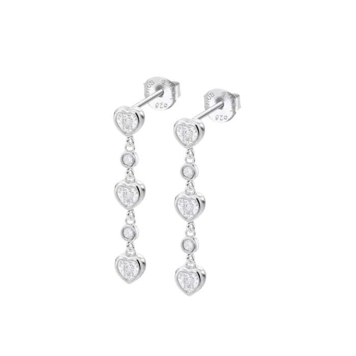 Pendientes Largos de Plata con Corazones y Circonitas Lotus Silver Moments LP3925-4/1