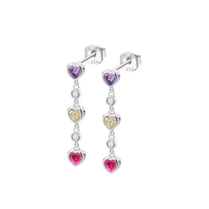 Pendientes Largos de Plata con Corazones Multicolor Lotus Silver Moments LP3925-4/2