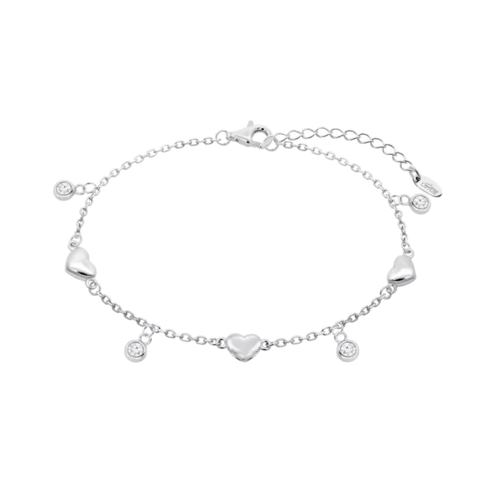 Pulsera Lotus Silver Moments de Plata con Corazones y Circonitas - LP3942-2/1