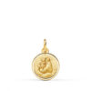 Medalla redonda de San Antonio de Padua con el Niño Jesús, fabricada en oro amarillo de 18 quilates de 12 mm con bisel pulido brillante.