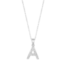 Collar de cadena fina en plata de ley 925 con colgante de inicial letra A con circonitas blancas brillantes Lotus Silver LP1958-1-A