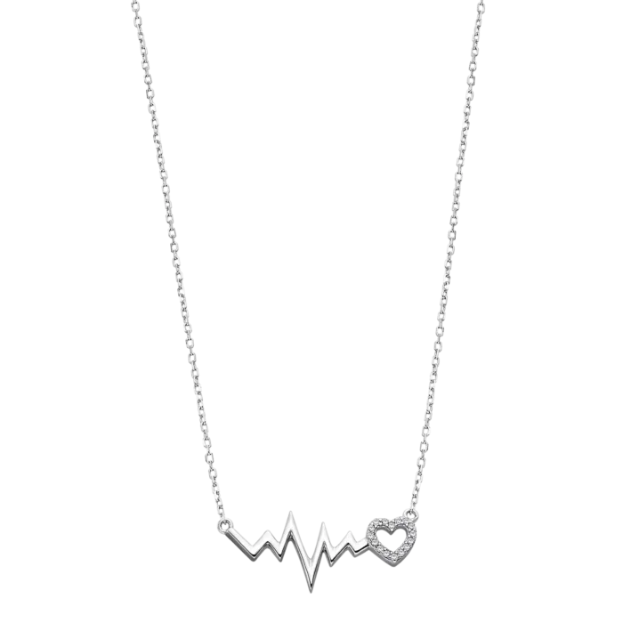 Collar de cadena fina con colgante de corazon en plata de ley para mujer Lotus Silver LP3041-1-1