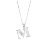 Collar de cadena fina en plata de ley 925 con colgante de inicial letra M lisa y tres circonitas blancas en diagonal Lotus Silver LP3054-1-M