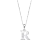 Collar con inicial letra R de plata de ley 925 con tres circonitas blancas engastadas en el eje vertical de la colección Lotus Silver Trendy LP3054-1/R para mujer.