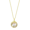 Collar completo Lotus Silver Pearls LP3095-1/2 de plata de ley chapada en oro amarillo con cadena fina y colgante redondo en forma de espiral con circonitas y perla central, referenciado en el archivo lp3095-1_2.webp.