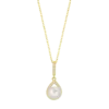 Collar de plata dorada Lotus Silver Pearls LP3198-1/2 con cadena fina y colgante en forma de lágrima con perla y circonitas.