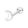 Piercing de oreja con forma de media luna lisa en plata de ley 925 pulida Lotus Silver LP3366-9/1 sobre fondo blanco