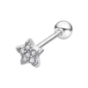 Piercing de oreja de plata de ley 925 con forma de estrella brillante de circonitas y cierre de rosca trasero Lotus Silver LP3368-9/1.