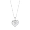 Colgante de triple corazon en plata de ley 925 con circonitas blancas y piedra central tallada Lotus Silver LP3706-1-1