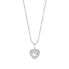 Collar de cadena de bolitas en plata de ley con colgante de corazon en relieve y doble cerco de circonitas brillantes Lotus Silver LP3877-1-1