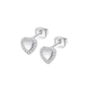 Pendientes de plata de ley 925 tipo boton con forma de corazon en relieve y orla de circonitas blancas Lotus Silver LP3877-4-1