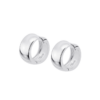 Par de pendientes de aro pequeño estilo huggie grueso y abombado en plata de ley 925 pulida Lotus Silver LP3774-4/1 con cierre de bisagra sobre fondo blanco