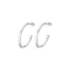 Par de pendientes de aro abierto de 30 mm con perfil plano pulido y corte cuadrado en plata de ley 925 Lotus Silver LP3203-4/2 sobre fondo blanco