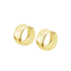 Par de pendientes de aro pequeño estilo huggie grueso y abombado en plata de ley 925 bañada en oro amarillo Lotus Silver LP3774-4/2 con cierre de bisagra sobre fondo blanco