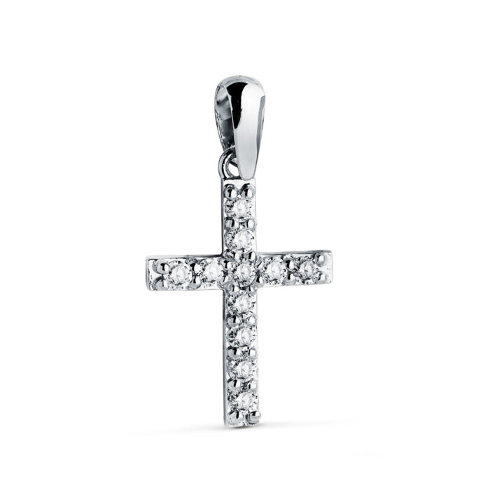 18K COLGANTE CRUZ ORO BLANCO 11 DIAMANTES LABORATORIO 0,230 QTS. G-VS2. MEDIDA: 17 X 11,5 MM