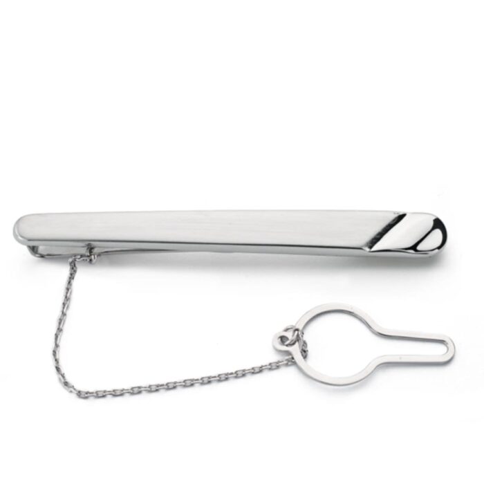 18K PISACORBATA CLIP ORO BLANCO MATIZADO CON GALLON EN BRILLO. MEDIDA: 54 X 6 MM. CIERRE TREVILLA