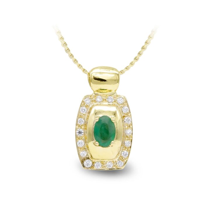 18K GARGANTILLA ORO AMARILLO ESMERALDA 6X4 MM CIRCONITAS