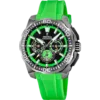 Reloj cronógrafo para hombre Festina Chrono Bike F20725/3 en el archivo f20725_3.webp, mostrando su esfera negra con acabados verdes y su correa de caucho verde vibrante.