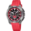 Reloj cronógrafo para hombre Festina Chrono Bike F20725/5 en el archivo f20725_5.webp, mostrando su dial negro con detalles rojos y su llamativa correa de caucho rojo.