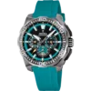 Reloj cronógrafo para hombre Festina Chrono Bike F20725/6 en el archivo d6acb015.webp, con esfera negra, detalles internos en cian y una llamativa correa de caucho azul turquesa.